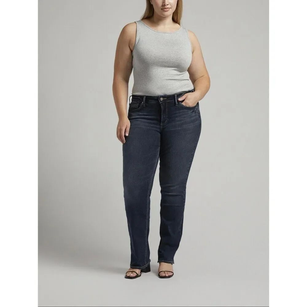 Silver Jeans Co. Suki Mid Rise Slim Bootcut Jeans Indigo 22W